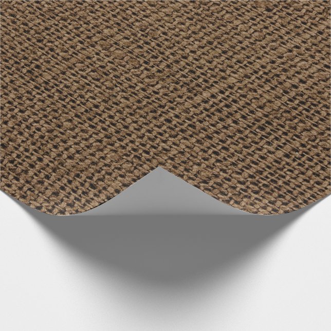 Linen Brown Maroon Coffee Wedding Bridal Wrapping Paper (Corner)
