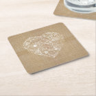 Linen burlap flower heart