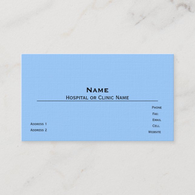 Linen Business Card Template (Sky) (Front)