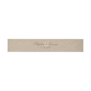 Linen Canvas Wedding Monogram Initial Invitation Belly Band