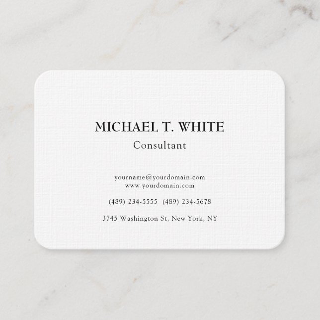 Linen Classical Minimalist Professional Chubby Business Card (Front)