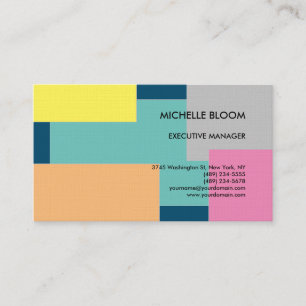 Linen Colorful Modern Plain Minimalist Rectangles Business Card
