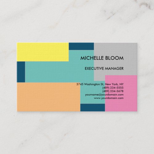 Linen Colorful Modern Plain Minimalist Rectangles Business Card