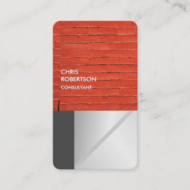 Linen Colorful Red Bricks Gray  Business Card (Front)