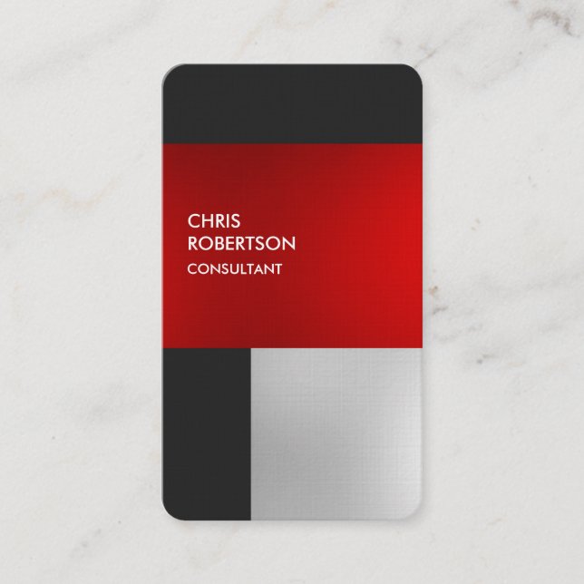 Linen Colorful Red Gray Rounded Profile Card (Front)