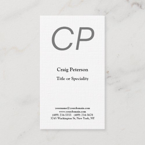 Linen Creative Monogram Modern Minimalist Business Card