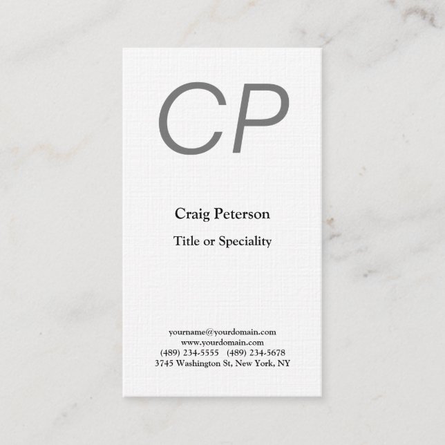 Linen Creative Monogram Modern Minimalist Business Card (Front)