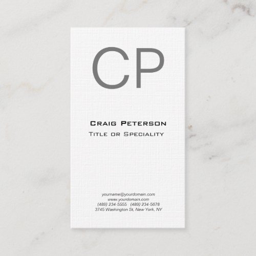 Linen Creative Monogram Modern Minimalist Business Card