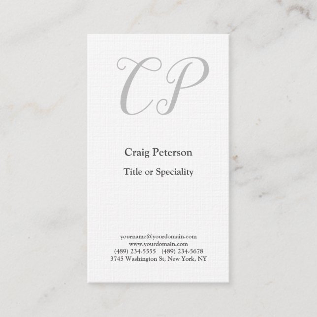 Linen Creative Monogram Modern Minimalist Business Card (Front)