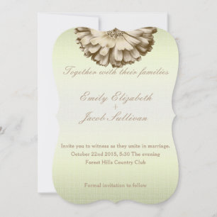 Linen Daisy Lime Green Nature Wedding Invitation