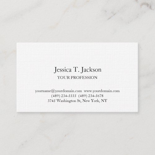 Linen Elegant Plain Simple Professional Business Card