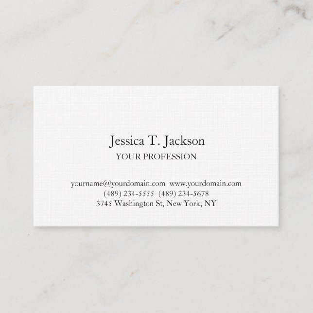 Linen Elegant Plain Simple Professional Business Card (Front)