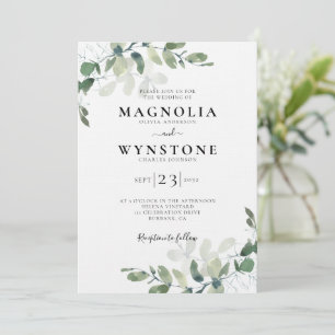 Linen Eucalyptus Botanical Luxury Wedding Invitation