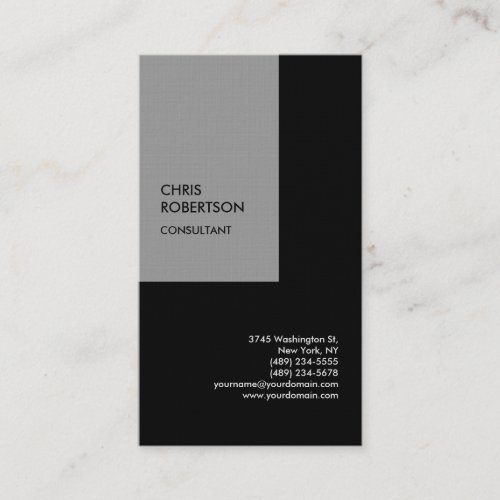 Linen Exclusive Special Black Grey Modern Minimal Business Card