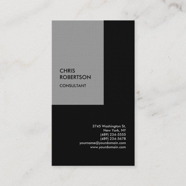 Linen Exclusive Special Black Grey Modern Minimal Business Card (Front)