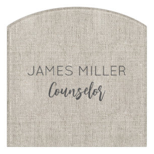 Linen Fabric Natural Timeless Signage NAME JOB Door Sign