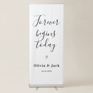 Linen Fabric Wedding Welcome Sign, Cloth Wedding Retractable Banner