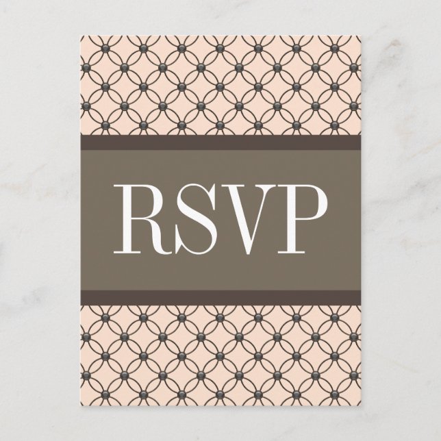 Linen Fancy Lattice RSVP Postcard (Front)
