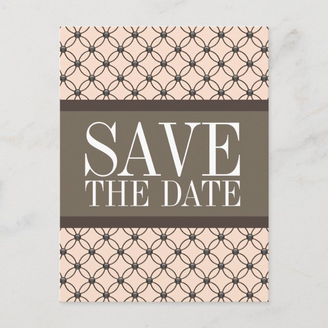 Linen Fancy Lattice Save the Date Postcard (Front)