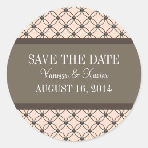 Linen Fancy Lattice Save the Date Stickers