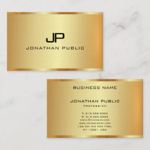 Linen Faux Gold Template Monogram Initial Custom Business Card