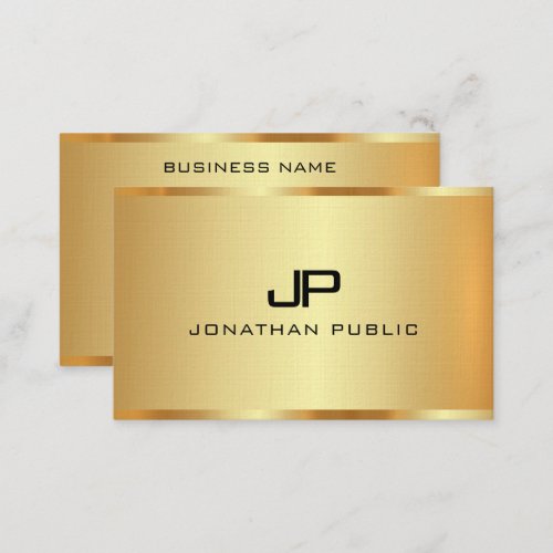 Linen Faux Gold Template Monogram Initial Custom Business Card