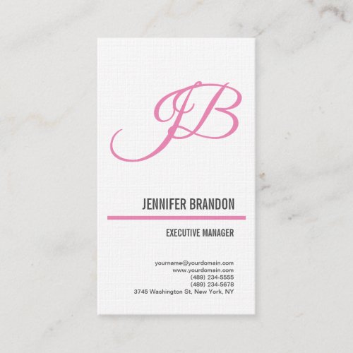 Linen Feminine Handwriting Monogram Minimalist Business Card