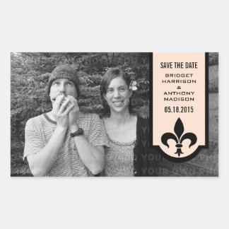Linen Fleur De Lis Banner Save the Date Stickers