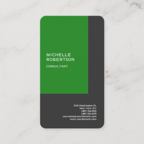 Linen Forest Green Grey Minimalist Modern Business Card