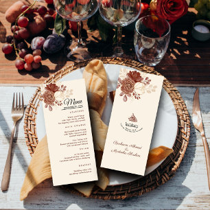 Linen gold glitter watercolor floral Islamic Wedd Menu