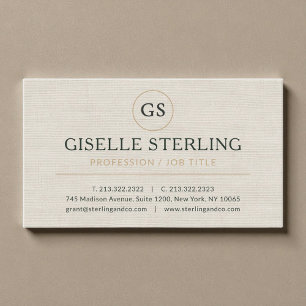 Linen Gold Luxury Minimalist Professional  Business Card