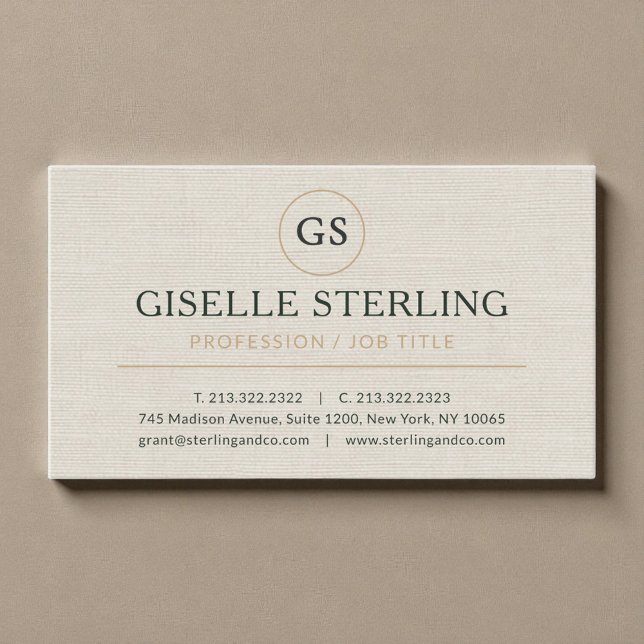 Linen Gold Luxury Minimalist Professional  Business Card (Creator Uploaded)