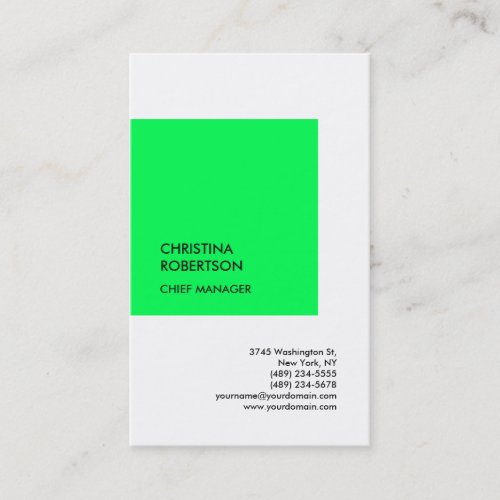 Linen Green White Modern Professional Plain Business Card