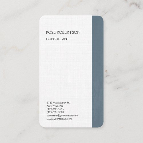 Linen Grey Blue White Minimalist Professional Business Card