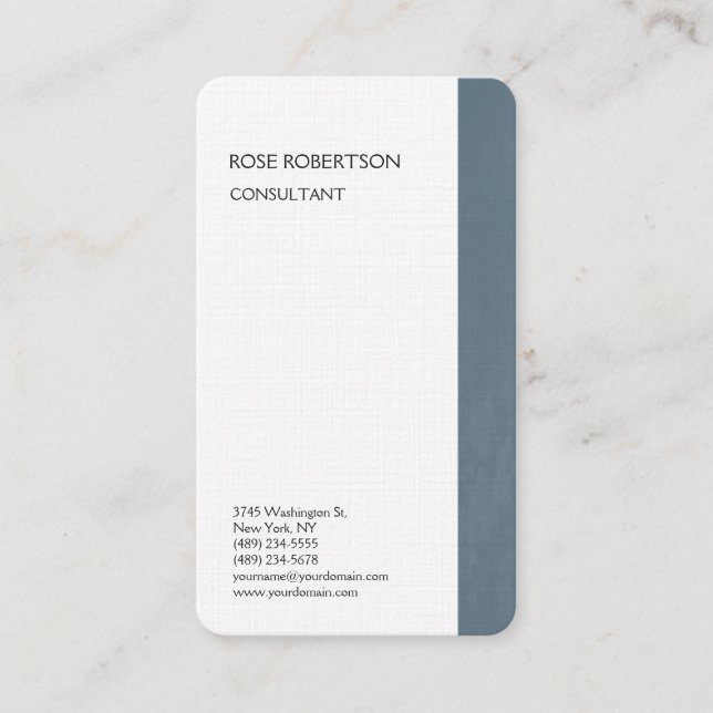 Linen Grey Blue White Minimalist Professional Business Card (Front)