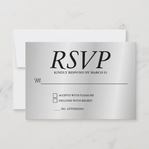 Linen Grey Wedding RSVP Response Reply Modern Card