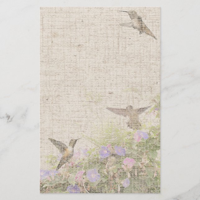 Linen Hummingbird Stationery (Front)