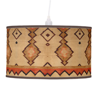 Linen Lampshade Southwestern design woven Rug Ceiling Lamp