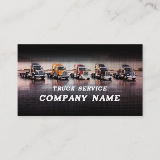 Customizable Linen Layer Trucks In The Line Card Business Card Templates