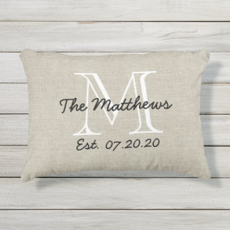Linen Look Custom Family Monogram Pillow