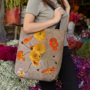 Linen Look Stylish Birthday Poppy Tote