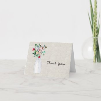 Linen Look Vintage Inspired Wedding Thank You by Myweddingday at Zazzle