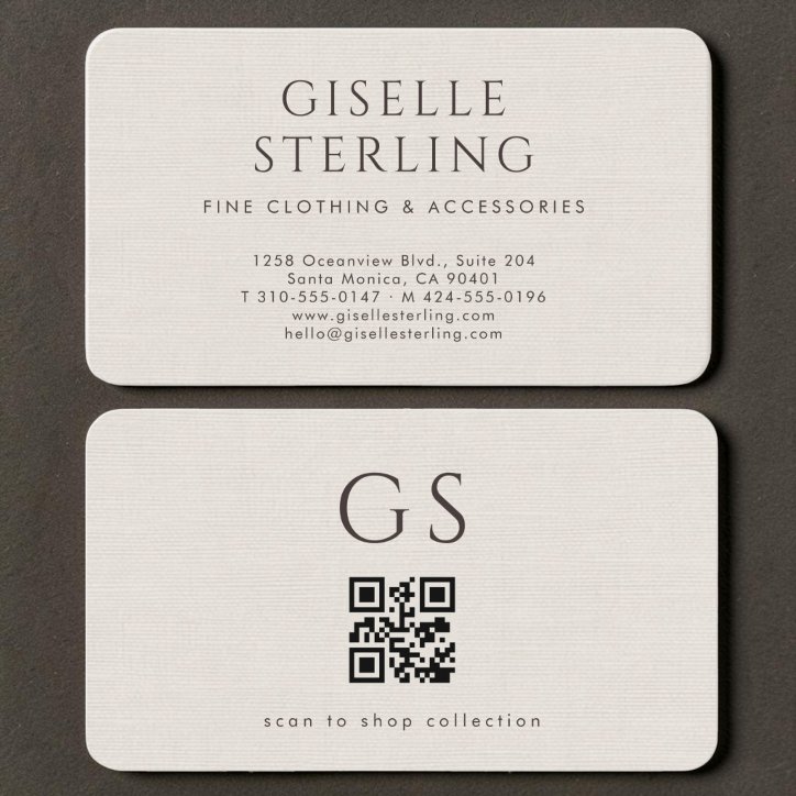 Linen Luxury Boutique Fashion QR Code Business Card