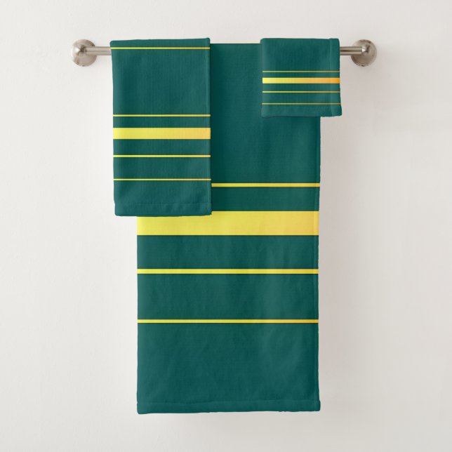 Linen Luxury Modern Green Gold Texture Collection Bath Towel Set (Insitu)