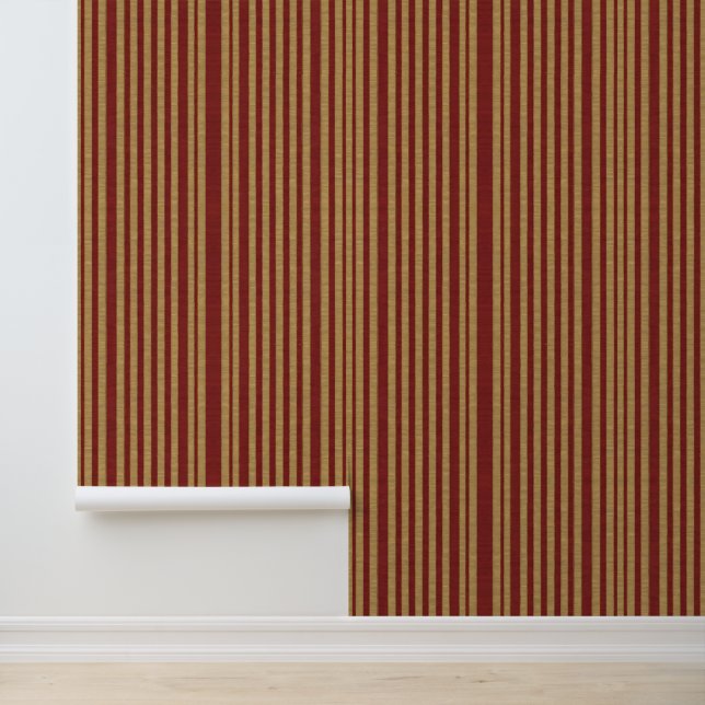 Linen Luxury Popular Burgundy Gold Collection Wallpaper (Application)