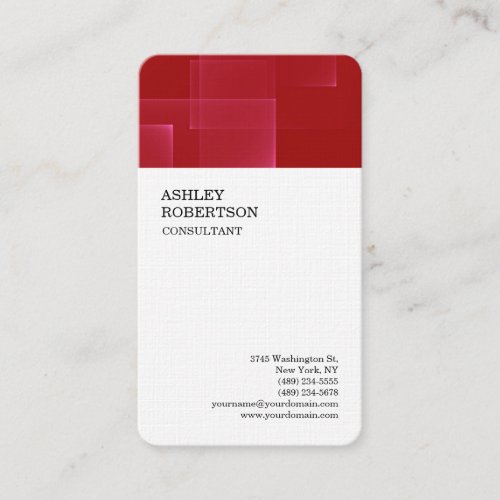 Linen Luxury Red White Professional Minimalist Business Card