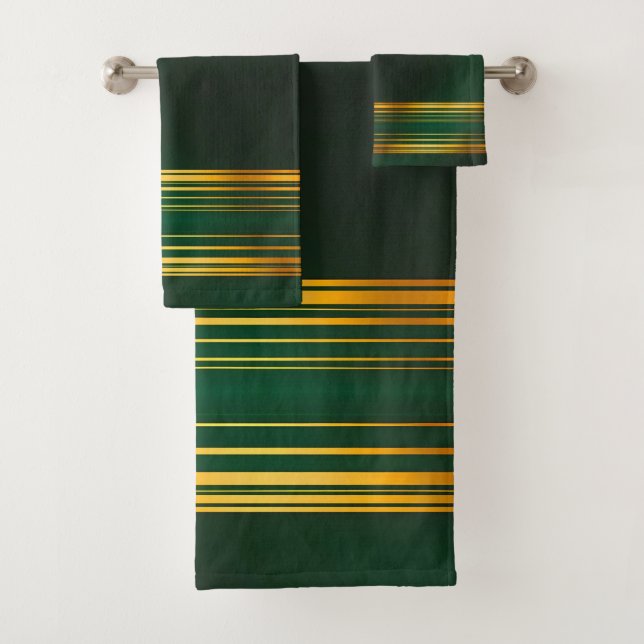 Linen Luxury Trendy Green Gold Texture Collection Bath Towel Set (Insitu)