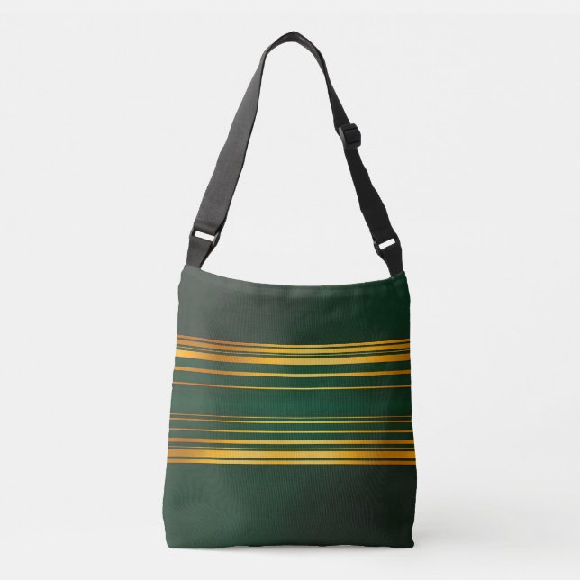 Linen Luxury Trendy Green Gold Texture Collection Crossbody Bag (Front)