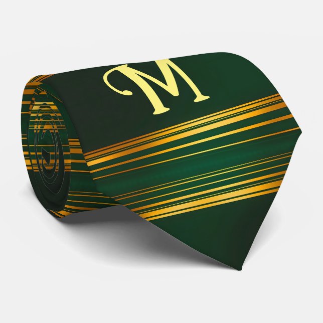 Linen Luxury Trendy Green Gold Texture Collection Neck Tie (Rolled)