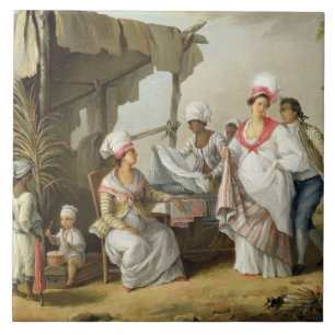 Linen Market, Roseau, Dominica, c.1780 (oil on can Ceramic Tile